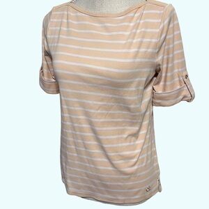 Calvin Klein knit t shirt peach with short sleeves, sz med.